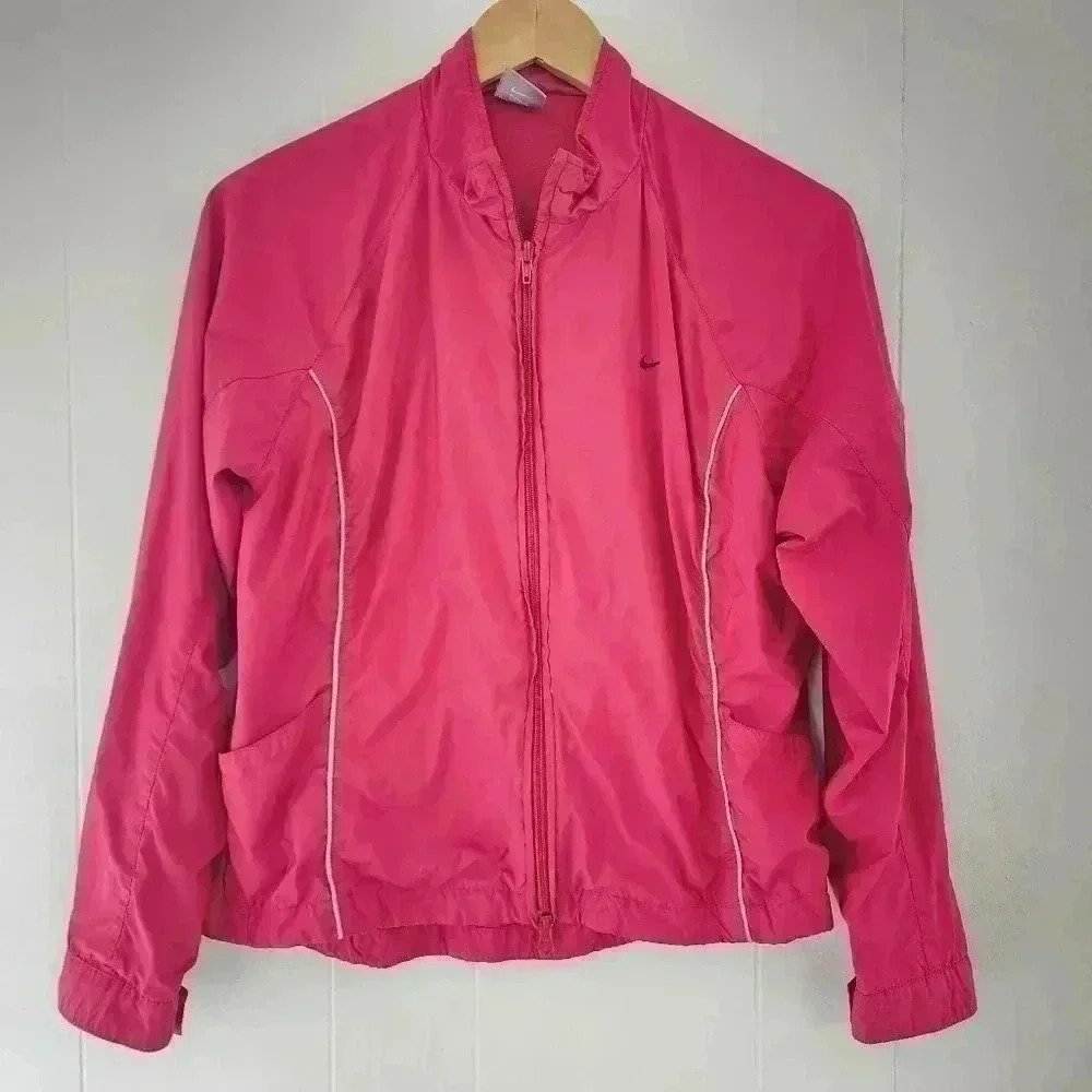 💥   Nike Mock Red Burry Full Zip Women's Windbreaker Jacket M
